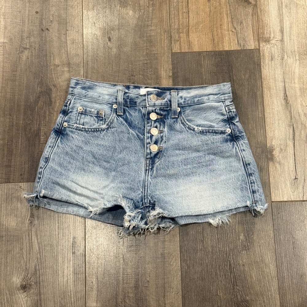 Pistola Denim Shorts‎ Womens 24 High Rise Button Fly Distressed Cutoff
